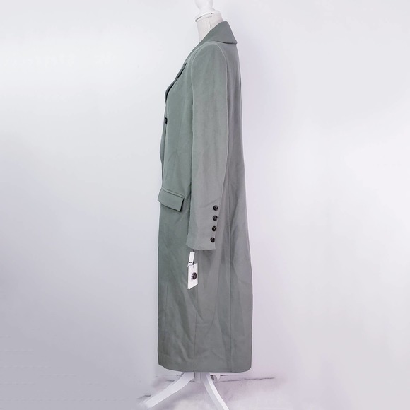 Something Navy Olive Long Wool Top Coat Large - Picture 5 of 9